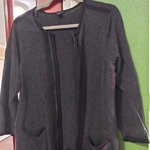 VEUC Sz L Ann Taylor Sweater Jacket w/Chanel-type chain lapel trim